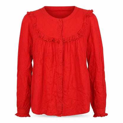 Womens UK Size 8 NEXT Red Basic Button-Up