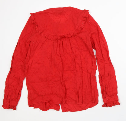 Womens UK Size 8 NEXT Red Basic Button-Up