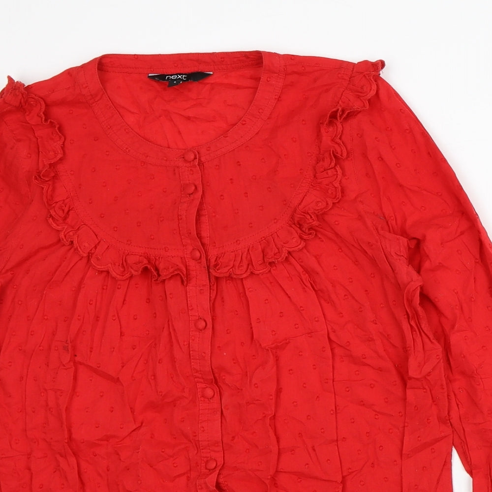 Womens UK Size 8 NEXT Red Basic Button-Up