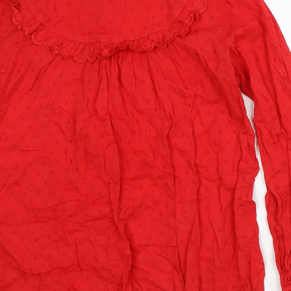 Womens UK Size 8 NEXT Red Basic Button-Up