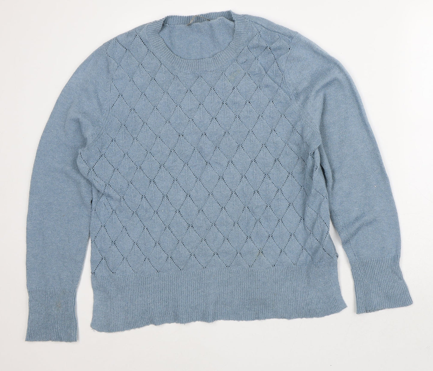 Oasis Mens Blue Round Neck Polyester Pullover Jumper Size XL