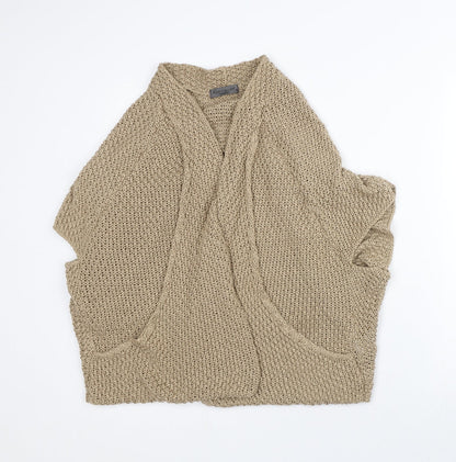 Elsamanda Womens Beige Round Neck Acrylic Cardigan Jumper Size M