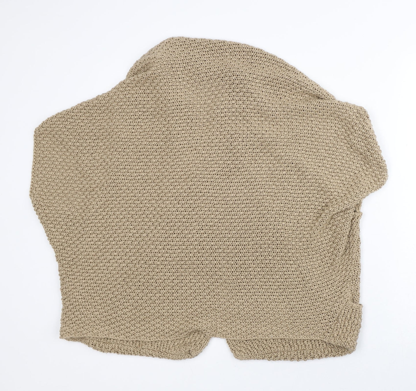 Elsamanda Womens Beige Round Neck Acrylic Cardigan Jumper Size M