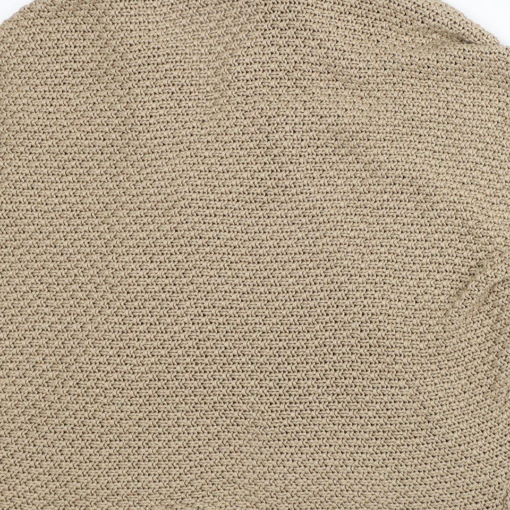 Elsamanda Womens Beige Round Neck Acrylic Cardigan Jumper Size M