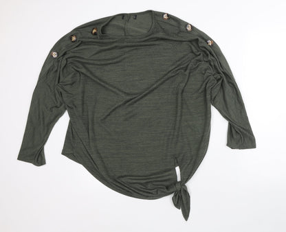 New Look Womens Green Polyester Tunic Blouse Size M Round Neck