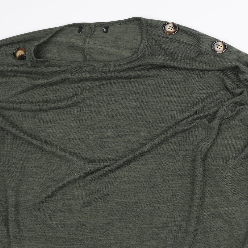 New Look Womens Green Polyester Tunic Blouse Size M Round Neck