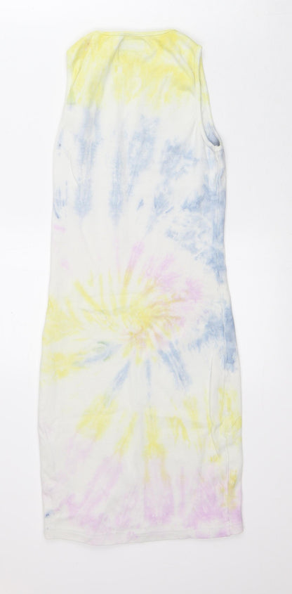 Sixth June Womens Multicoloured Geometric Polyester Pencil Dress Size L Round Neck - Tie Dye