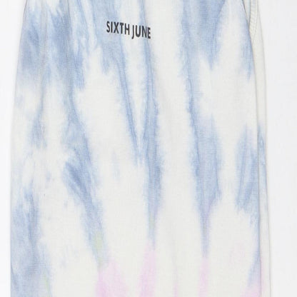 Sixth June Womens Multicoloured Geometric Polyester Pencil Dress Size L Round Neck - Tie Dye