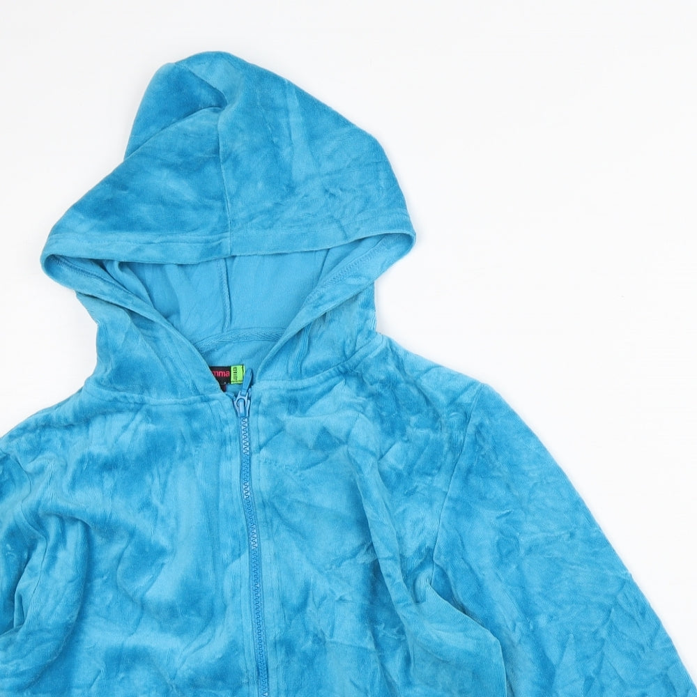 Jeff & Co Girls Blue Cotton Full Zip Hoodie Size M