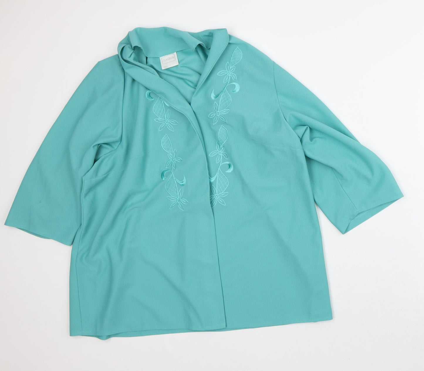 Classics Womens Green Round Neck Floral Polyester Cardigan Jumper Size 22