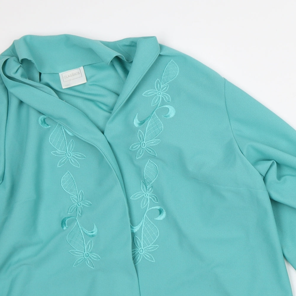 Classics Womens Green Round Neck Floral Polyester Cardigan Jumper Size 22