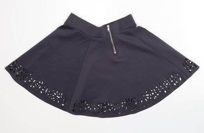 H&M Womens Grey Floral Polyester A-Line Skirt Size 12