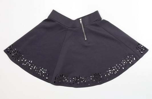 H&M Womens Grey Floral Polyester A-Line Skirt Size 12