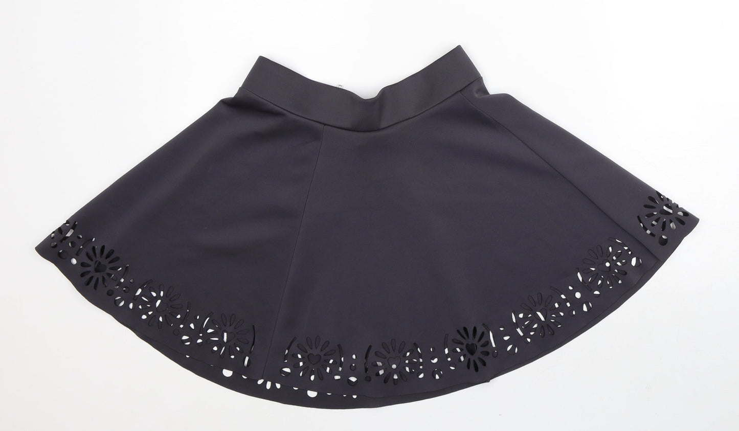 H&M Womens Grey Floral Polyester A-Line Skirt Size 12