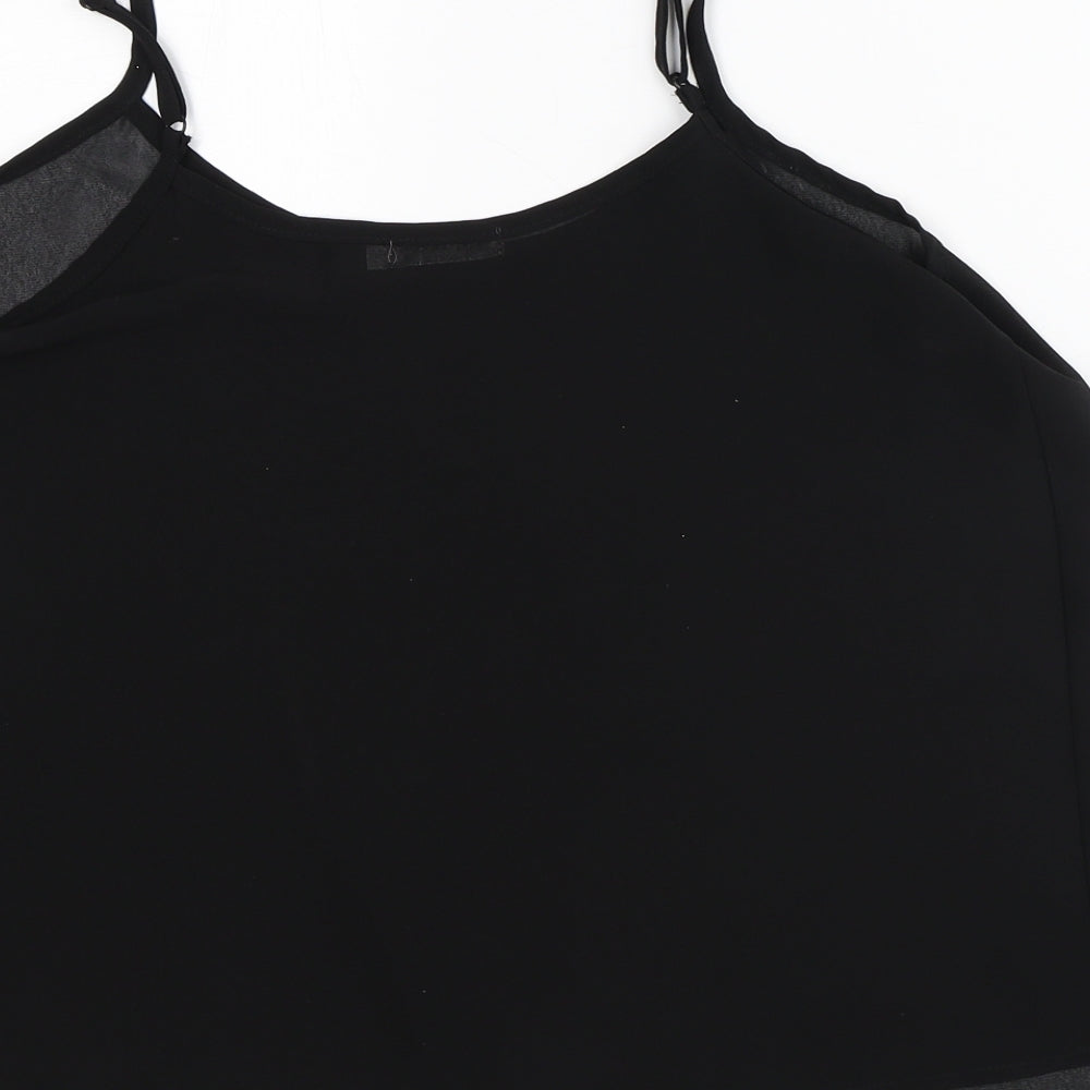 Womens UK Size 10 Paper Scissors Black Basic Tank