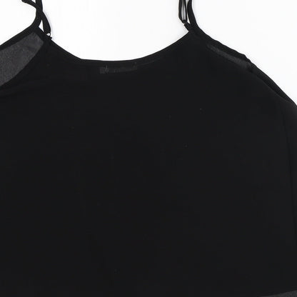 Womens UK Size 10 Paper Scissors Black Basic Tank