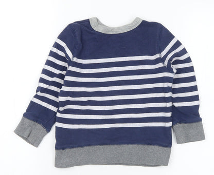 Gap Boys Multicoloured Striped Cotton Pullover Sweatshirt Size 2 Years - Sea