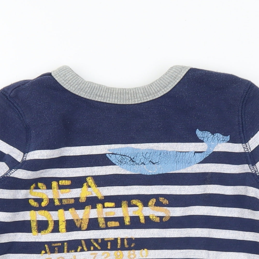 Gap Boys Multicoloured Striped Cotton Pullover Sweatshirt Size 2 Years - Sea
