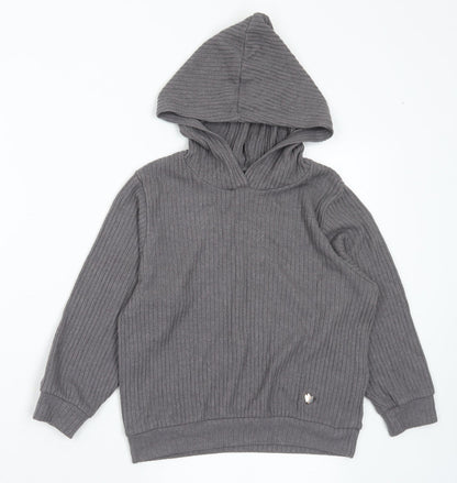 H&M Girls Grey Viscose Pullover Hoodie Size 5-6 Years