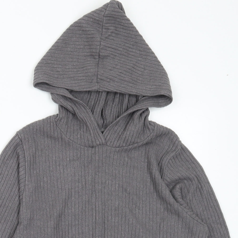 H&M Girls Grey Viscose Pullover Hoodie Size 5-6 Years