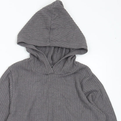 H&M Girls Grey Viscose Pullover Hoodie Size 5-6 Years