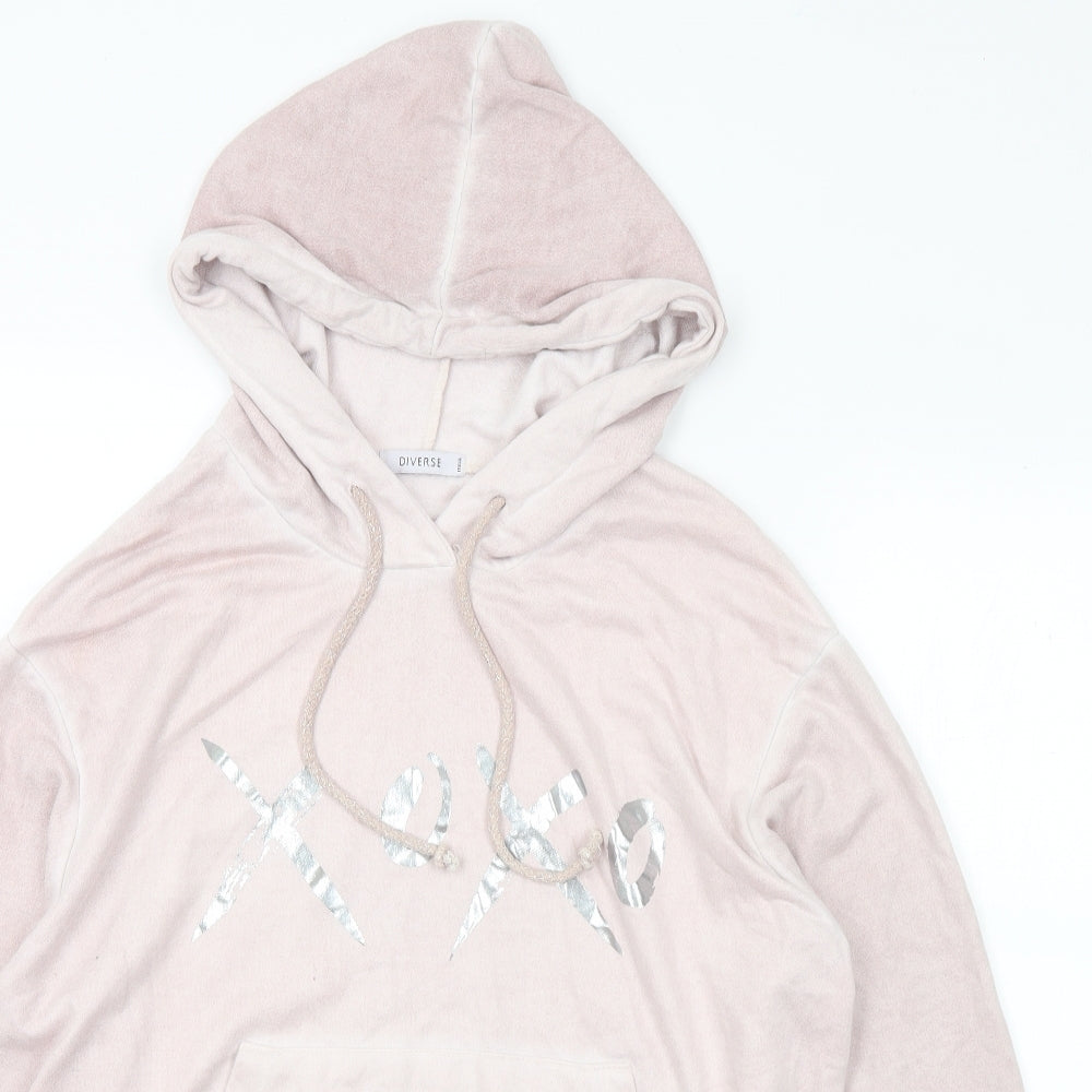 Diverse Womens Pink Cotton Pullover Hoodie Size L - xoxo