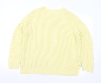 b.young Womens Yellow Round Neck Acrylic Pullover Jumper Size L