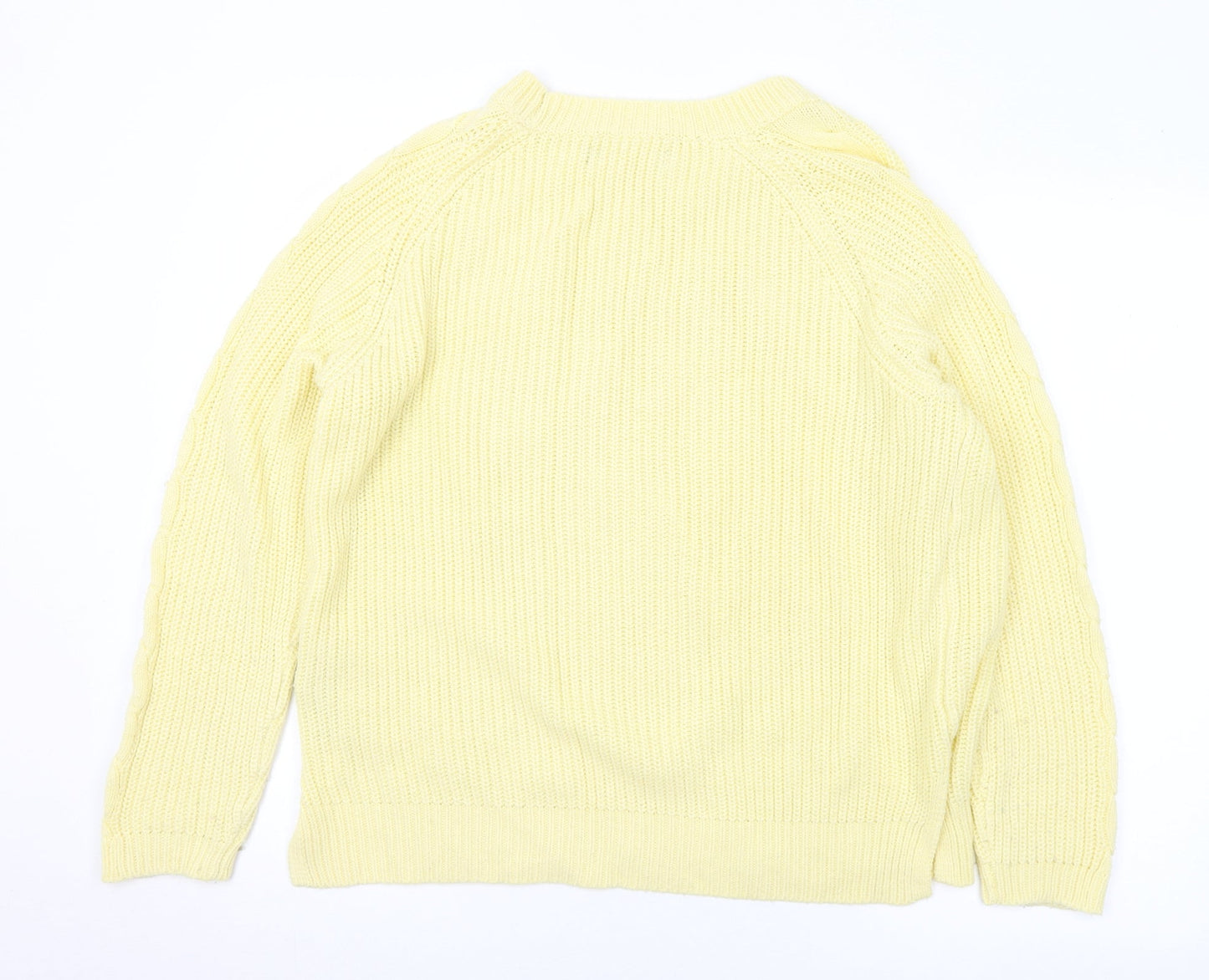 b.young Womens Yellow Round Neck Acrylic Pullover Jumper Size L
