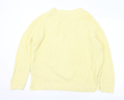b.young Womens Yellow Round Neck Acrylic Pullover Jumper Size L