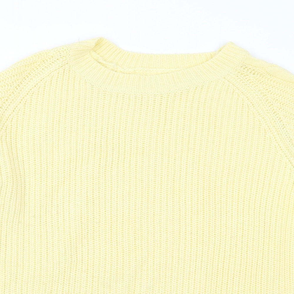 b.young Womens Yellow Round Neck Acrylic Pullover Jumper Size L