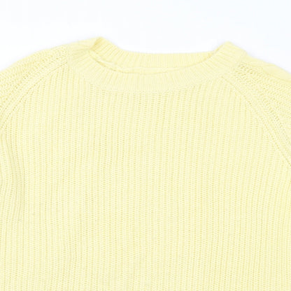 b.young Womens Yellow Round Neck Acrylic Pullover Jumper Size L