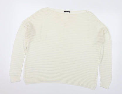 Womens UK Size L Sisley White Pullover Jumper