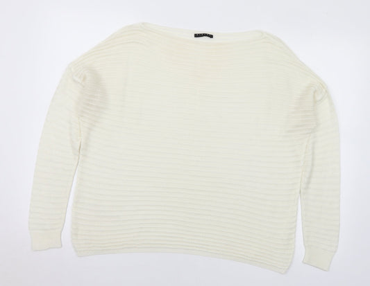 Womens UK Size L Sisley White Pullover Jumper