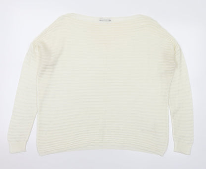 Womens UK Size L Sisley White Pullover Jumper