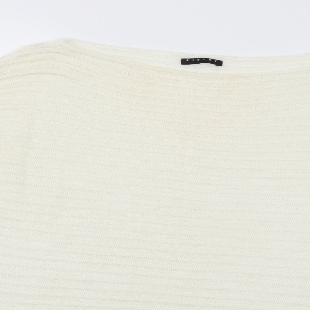 Womens UK Size L Sisley White Pullover Jumper