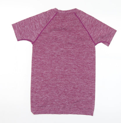 Kyoden Womens Purple Nylon Basic T-Shirt Size S Round Neck - S/M