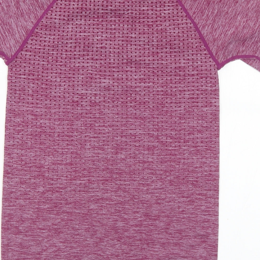Kyoden Womens Purple Nylon Basic T-Shirt Size S Round Neck - S/M