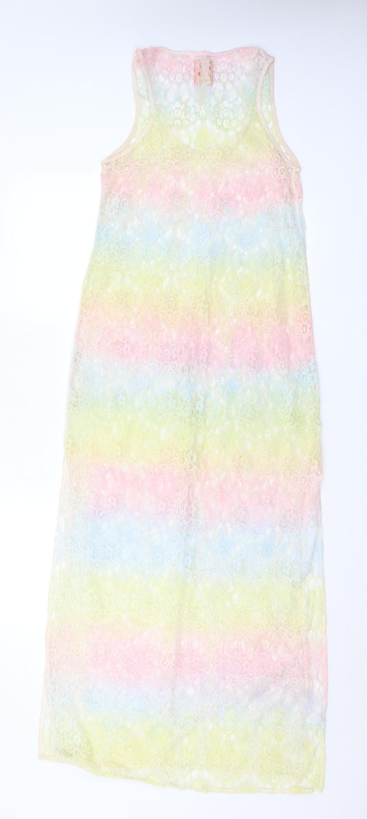 River Island Womens Multicoloured Striped Polyester Maxi Size S Scoop Neck