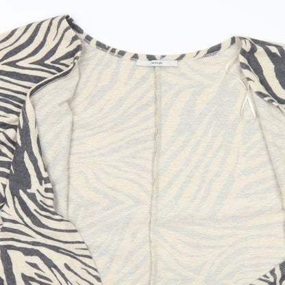 George Womens Beige V-Neck Animal Print Polyester Cardigan Jumper Size M