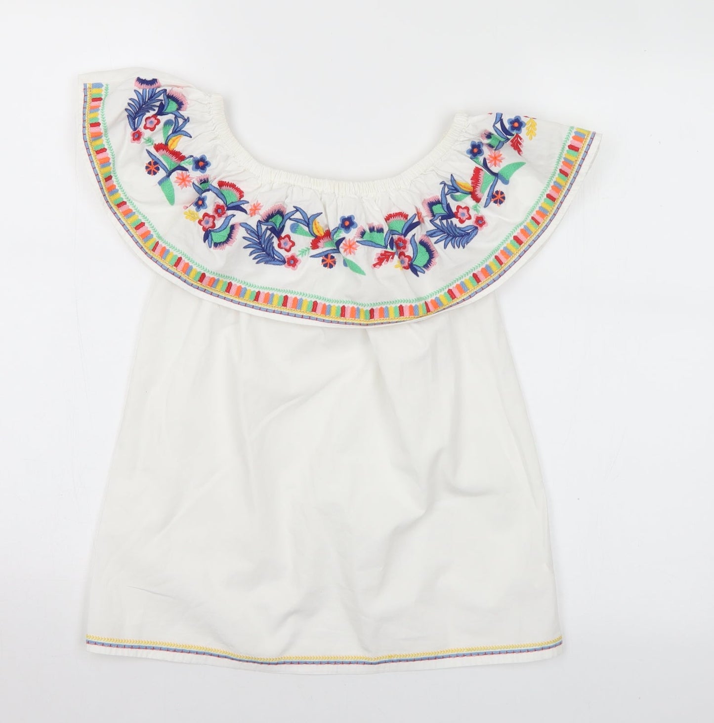 F&F Womens Multicoloured Floral Cotton Basic T-Shirt Size 6 Off the Shoulder