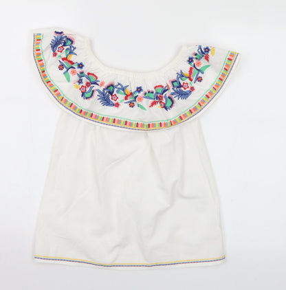 F&F Womens Multicoloured Floral Cotton Basic T-Shirt Size 6 Off the Shoulder