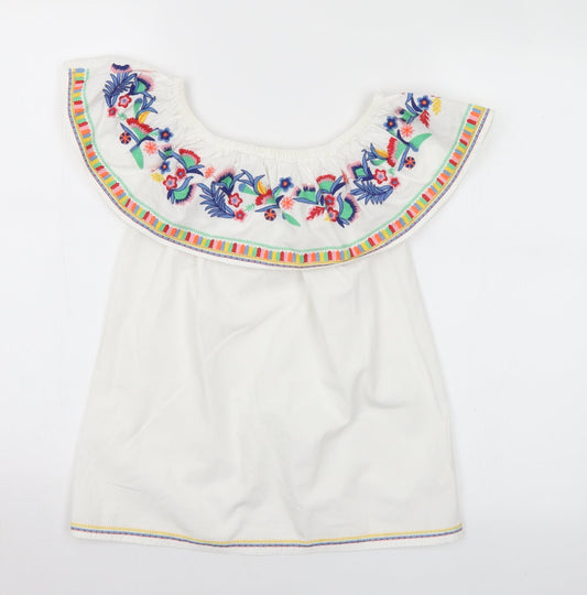 F&F Womens Multicoloured Floral Cotton Basic T-Shirt Size 6 Off the Shoulder