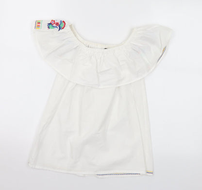 F&F Womens Multicoloured Floral Cotton Basic T-Shirt Size 6 Off the Shoulder