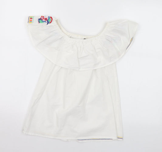 F&F Womens Multicoloured Floral Cotton Basic T-Shirt Size 6 Off the Shoulder