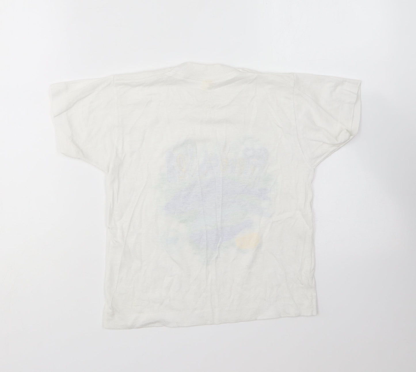 Screen Stars Boys White Cotton Basic T-Shirt Size 5-6 Years Round Neck - Friends of the sea