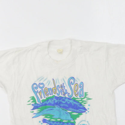 Screen Stars Boys White Cotton Basic T-Shirt Size 5-6 Years Round Neck - Friends of the sea