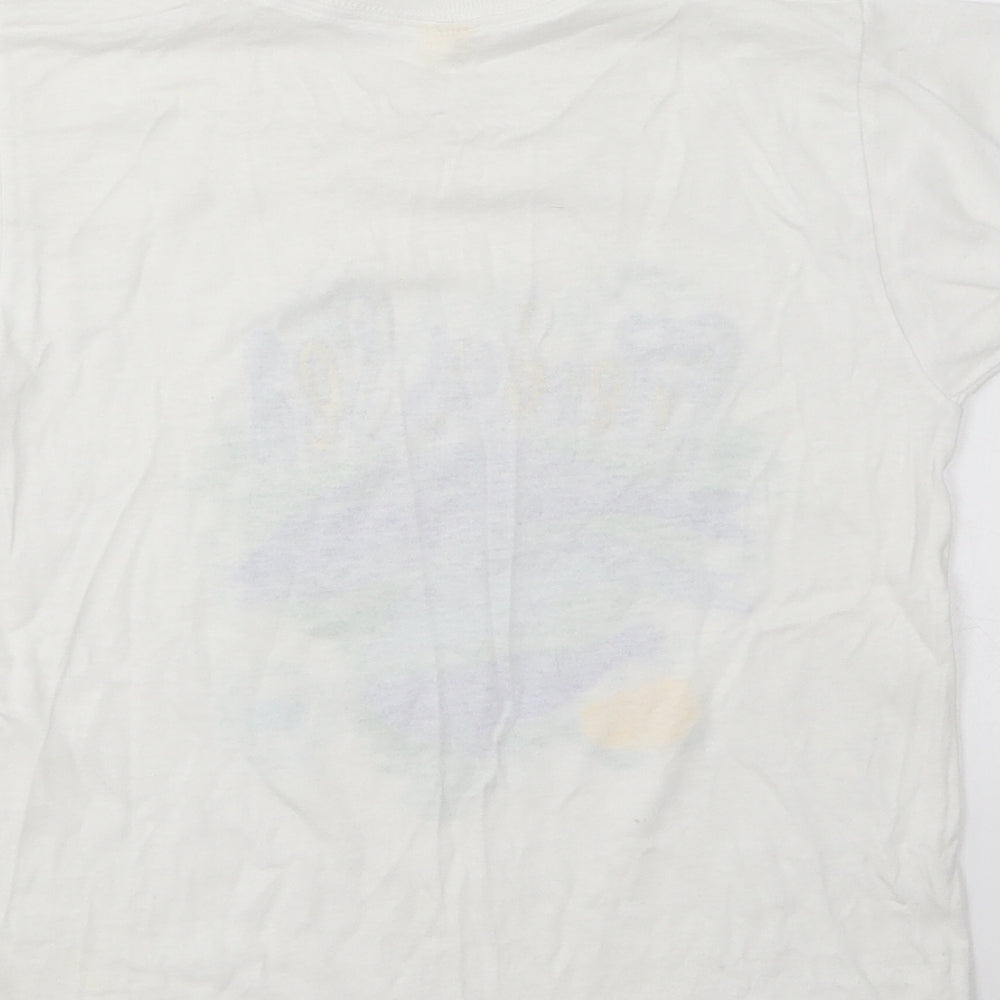 Screen Stars Boys White Cotton Basic T-Shirt Size 5-6 Years Round Neck - Friends of the sea