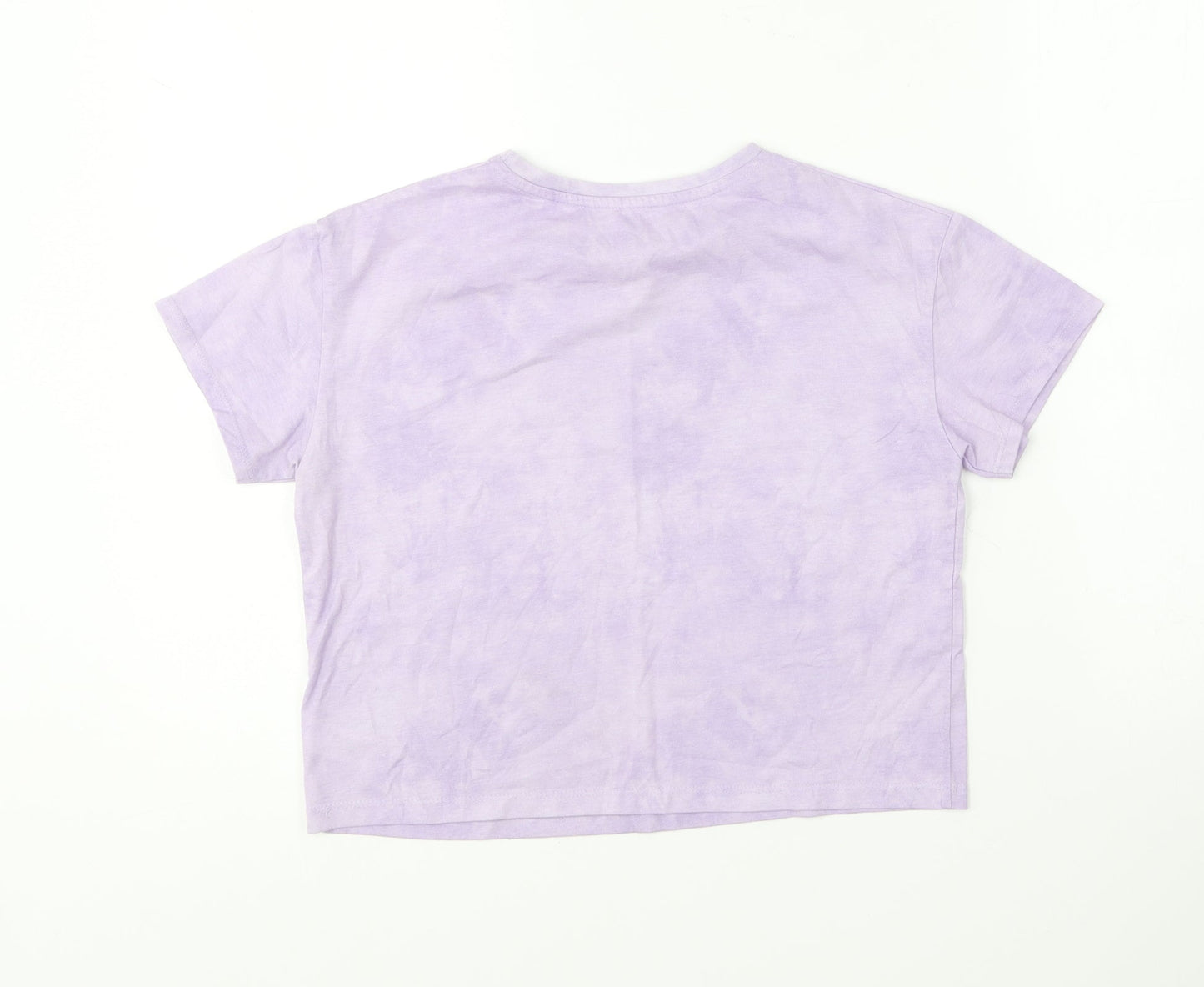 Dunnes Stores Girls Purple Polyester Cropped T-Shirt Size 10-11 Years Round Neck - Style Icon