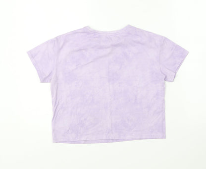 Dunnes Stores Girls Purple Polyester Cropped T-Shirt Size 10-11 Years Round Neck - Style Icon
