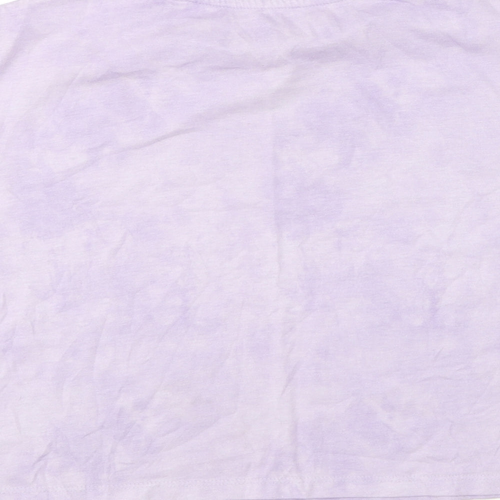 Dunnes Stores Girls Purple Polyester Cropped T-Shirt Size 10-11 Years Round Neck - Style Icon